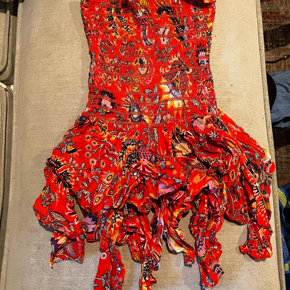 Free people strapless dress with crinkle skirt